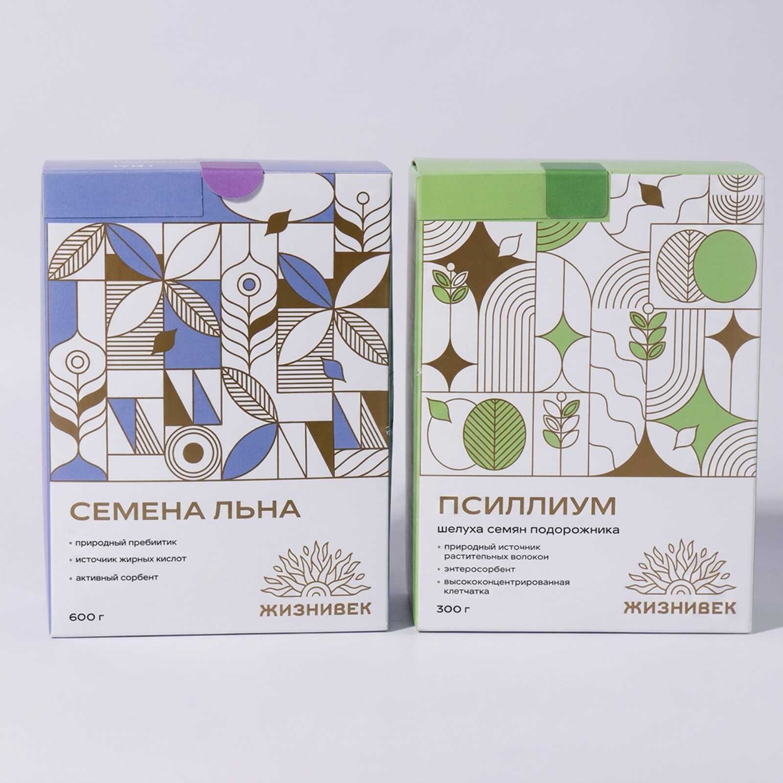 Семена льна, 600г + Псиллиум, 300г набор 2 шт